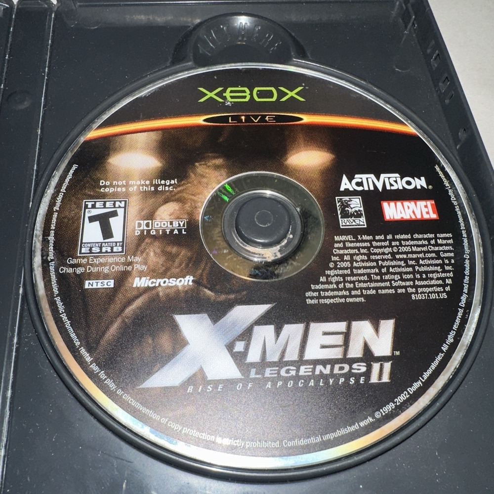 X-Men Legends: 2 Rise of Apocalypse (Microsoft Xbox 2005) DISC ONLY
